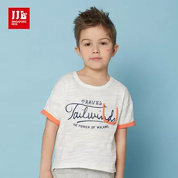 JJLKIDS 美式字母撞色摺袖T恤(本白)105本白