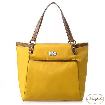 【a Lady ’s真皮】極簡日雜風口袋托特包(芥末黃)