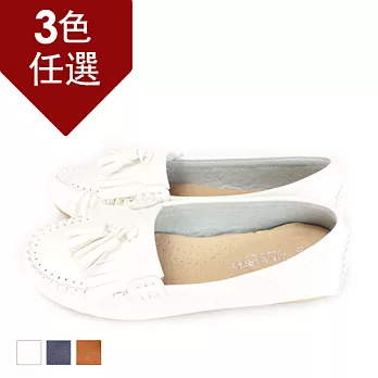FUFA MIT 柔軟流蘇豆豆鞋 (R24) -共三色23白色
