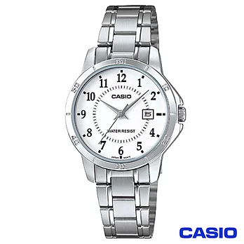 CASIO卡西歐 女仕休閒時尚鋼帶腕錶-白 LTP-V004D-7B