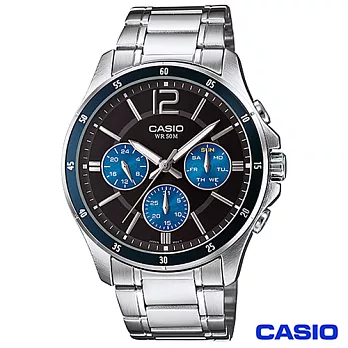 CASIO卡西歐 時尚三眼爵士石英腕錶 MTP-1374D-2A