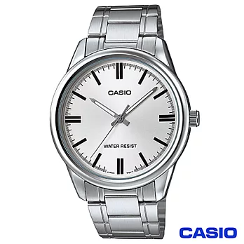 CASIO卡西歐 簡潔風格金系鋼帶男錶-白 MTP-V005SG-7A