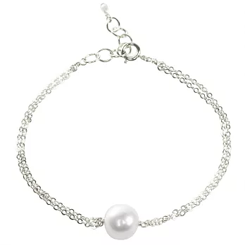 Dogeared 白色珍珠 銀色手鍊 正圓款 925純銀 雙層鍊設計 可調式