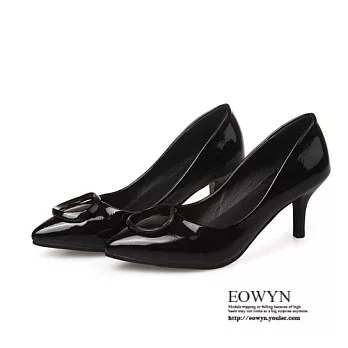 EOWYN．性感潮流新款尖頭淺口細跟包鞋EMD04366-69/2色/34-39碼現貨+預購34黑色
