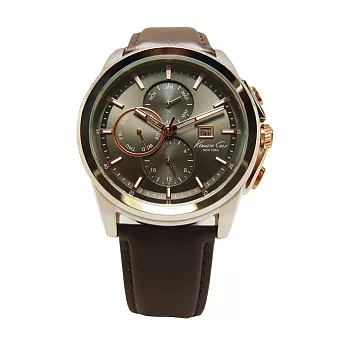 Kenneth Cole 紳士氣度展現時尚三眼優質腕錶-咖啡-KC10025916
