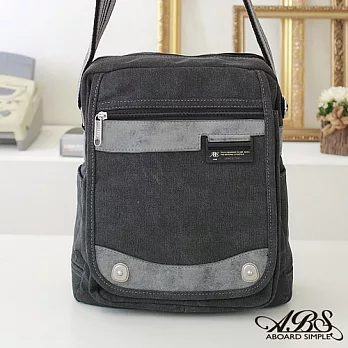 ABS愛貝斯 潮流時尚水洗帆布直式側背包 (黑灰) 06-004