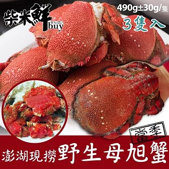 【柴米鮮BUY】澎湖現撈野生母旭蟹(490g/隻)X3隻