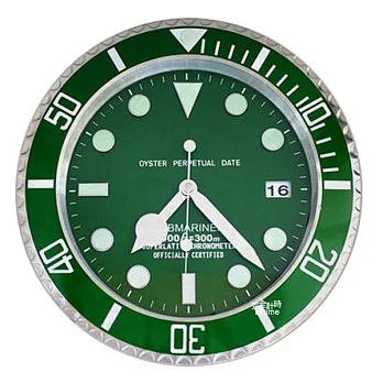 完全計時手錶館│SUBMARINER 獨家典藏 簡約經典名品蠔式設計 水鬼掛鐘時鐘壁鐘 現貨綠色