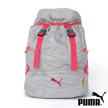 PUMA Fitness掀帽插扣式 束口後背包(灰/桃)06989804