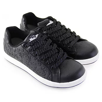 HELLO KITTY 經典凱蒂貓滿版印花綁帶休閒鞋23.5黑色