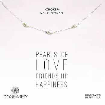 Dogeared PEARL 三顆白色珍珠 橢圓款 頸鍊X項鍊 可調式 925純銀 附原廠盒