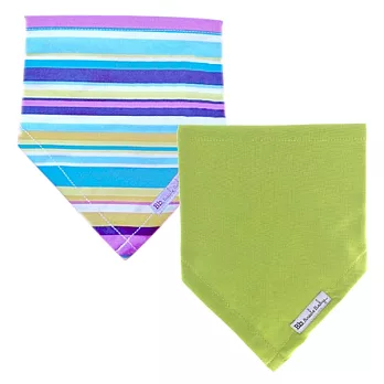美國Bazzle Baby-時尚領巾圍兜Blue Stripe+Lime(兩件一組)