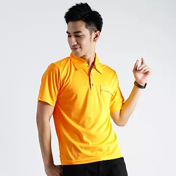 【遊遍天下】MIT台灣製男款抗UV涼爽吸濕排汗機能POLO衫(S112)L金黃