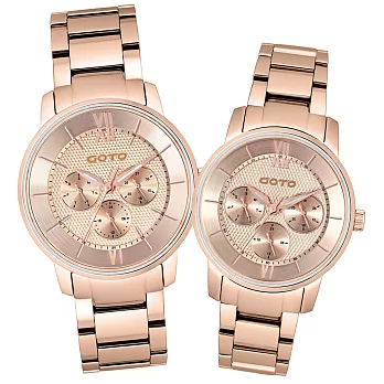 GOTO 引領自我三眼時尚對錶-玫瑰金