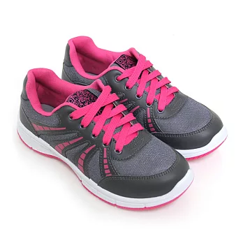 【Pretty】亮彩綁帶運動休閒鞋23灰桃