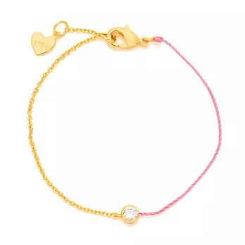 Gorjana Mini X Me 圓形單鑽 粉紅防水繩X金手鍊 雙材質設計 可調式手圍