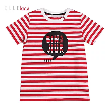 【ELLE】法式經典親子繡印花T恤-條紋(紅)M紅
