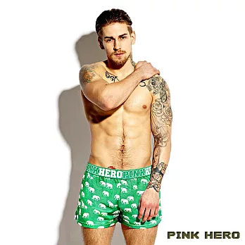 Pink Hero大象印花平口內褲(M~XL)M綠