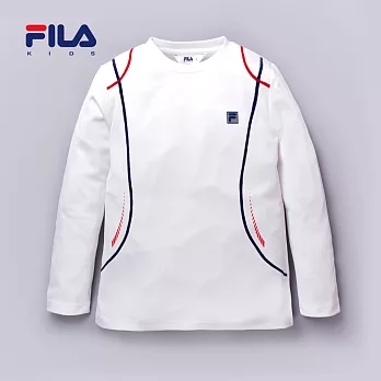 【FILA】撞色曲線長袖上衣(白)145白