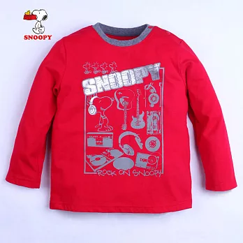 【SNOOPY】搖滾樂手史努比長袖上衣(紅)90紅