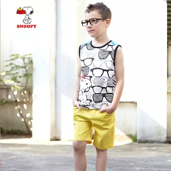 【SNOOPY】簡約素雅平織短褲(黃)120黃