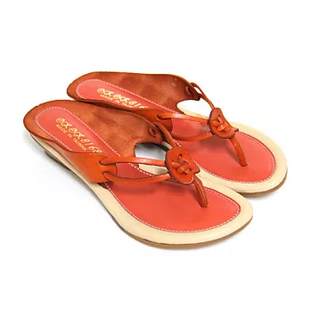 【Pretty】夏日專屬小坡跟夾腳拖鞋22.5橙色