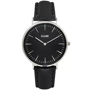 (預購)5/1~5/7 Cluse 波西米亞玫瑰金系列 黑錶盤/黑皮革錶帶手錶38mm