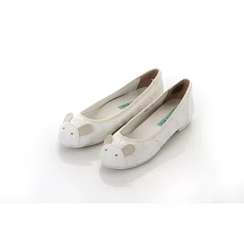Lebunny Bleu 韓國藍兔子Flats粉彩蕾絲兔頭娃娃鞋(象牙白/淺藍)-5s7象牙白