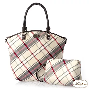 【a Lady ’s真皮】英倫風OL極簡A4二用包(優雅米杏)