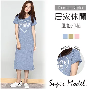 【名模衣櫃】韓風居家休閒洋裝-共3色(M-XL適穿)FREE愛心藍