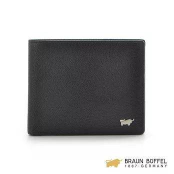 【BRAUN BUFFEL】.德國小金牛 - BADI巴迪系列蜥蜴紋12卡透明窗短夾 -黑色