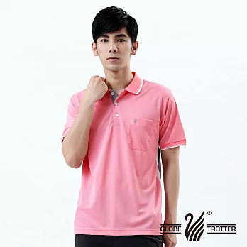 【遊遍天下】MIT台灣製男款清爽抗UV吸濕排汗休閒POLO衫(S140)M粉紅