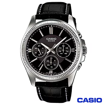 CASIO卡西歐 經典三眼男仕皮帶腕錶 MTP-1375L-1A