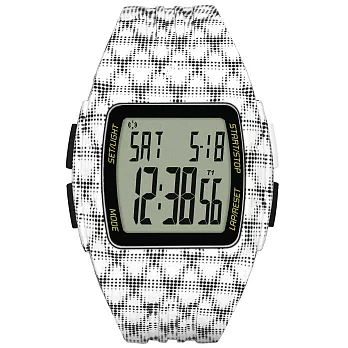 adidas 方型大面板電子腕錶-白x黑點網紋