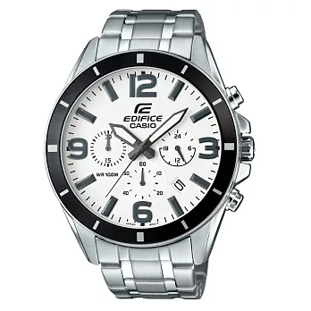 CASIO EDIFICE 經典三眼渦輪男性時尚運動錶款-白面-EFR-553D-7B