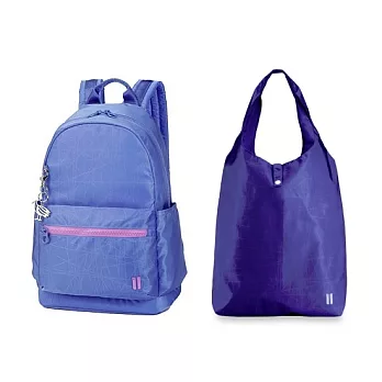 【U】SUMDEX - 簡約背包+折疊式收納包(三色可選) - 藍紫色