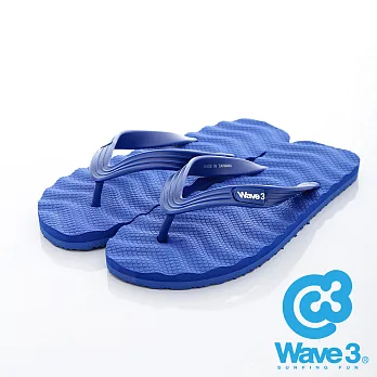 WAVE 3 (男) - 洗衣板 波紋防滑人字夾腳拖鞋 - 藍M藍