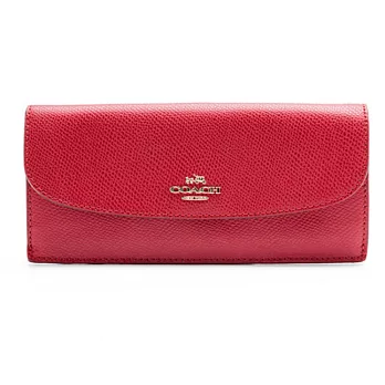 【COACH】金屬LOGO真皮長夾(紅52689)
