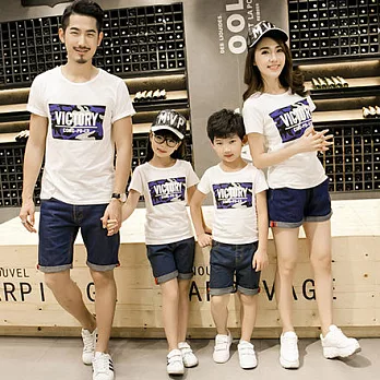 韓版城市迷彩字母短袖T恤親子裝(媽咪)S白色