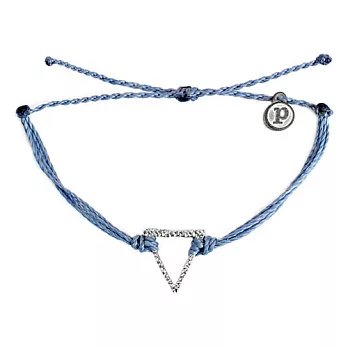 Pura Vida 美國手工 SILVER HAMMERED TRIANGLE 銀色三角臘線可調式手鍊防水衝浪手繩 手鍊灰藍色