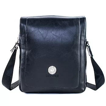 SUNFABLE 低調內斂磁扣開口直式側背包 8208-百搭黑