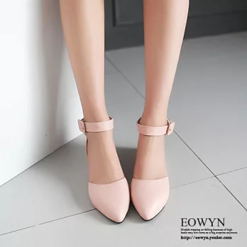 EOWYN.春夏新款平底鞋尖頭一字釦環內增高涼鞋EMD04569-66/4色/34-39碼現貨+預購34粉色