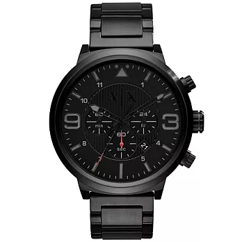 A│X Armani Exchange 標靶玩物都會三眼計時錶-黑