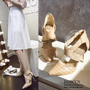 EOWYN.時尚新款細跟涼鞋尖頭後拉鏈百搭高跟鞋EMD04695-74/2色/34-39碼現貨+預購34米色