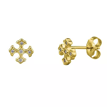 SHASHI 紐約品牌 Gia Stud 鑲鑽英式十字架耳環 925純銀鑲18K金