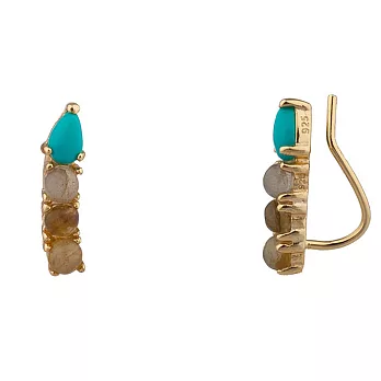 SHASHI 紐約品牌 Janet 土耳其藍石X灰瑪瑙多墜排列 貼合耳廓耳環