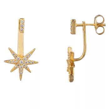 SHASHI 紐約品牌 Star 鑲鑽平衡骨X閃耀北極星 前後扣造型 金色耳環