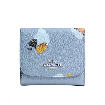 [COACH] 53758 櫻花系列防刮真皮短夾(藍)