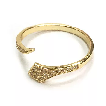 SHASHI紐約品牌 Cobra Pave 鑲鑽美蛇C型戒指 925純銀鑲18K金6號