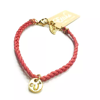 Ettika Initial Leather Bracelet 幸運手環 粉紅皮革水晶字母U